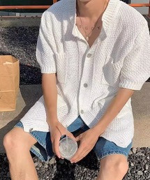 ▲knit short sleeve shirt / ニット 半袖 シャツ
