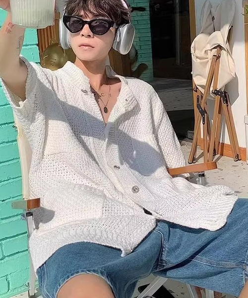 Theater code(シアターコード)の「▲knit short sleeve shirt / ニット 半袖 シャツ(シャツ/ブラウス・メンズ・ブラック/ホワイト・3/2)」の4枚目の写真