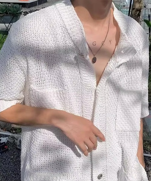 Theater code(シアターコード)の「▲knit short sleeve shirt / ニット 半袖 シャツ(シャツ/ブラウス・メンズ・ブラック/ホワイト・3/2)」の13枚目の写真