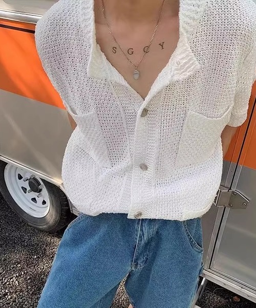 Theater code(シアターコード)の「▲knit short sleeve shirt / ニット 半袖 シャツ(シャツ/ブラウス・メンズ・ブラック/ホワイト・3/2)」の10枚目の写真