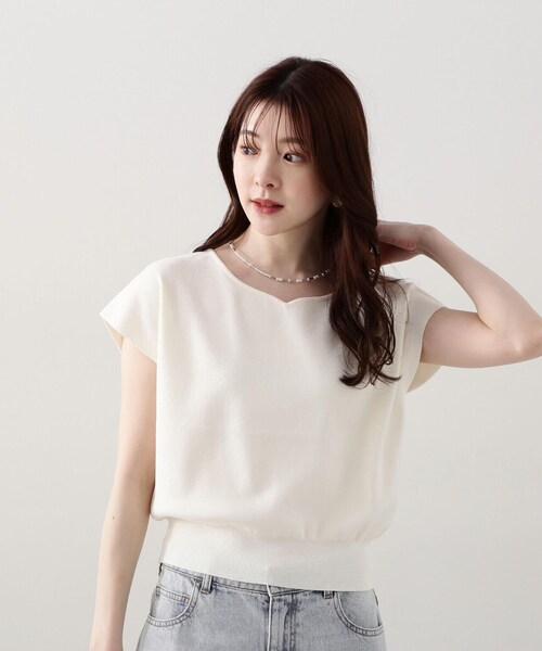PROPORTION BODY DRESSING（プロポーションボディドレッシング）の「ハートカットフレンチスリーブニット / 1214170422（ニット/セーター・レディース・ブラック/ホワイト系その他/レッド/ブルー系その他・FREE）」の16枚目の写真