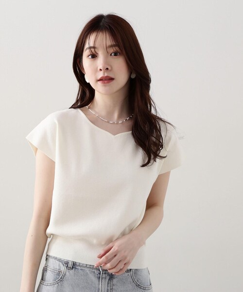 PROPORTION BODY DRESSING（プロポーションボディドレッシング）の「ハートカットフレンチスリーブニット / 1214170422（ニット/セーター・レディース・ブラック/ホワイト系その他/レッド/ブルー系その他・FREE）」の19枚目の写真