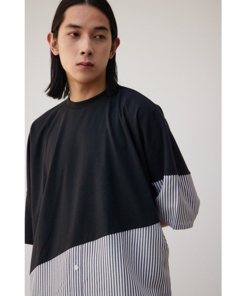 AZUL by moussy(アズールバイマウジー)の「スイッチングバイカラートップス(Tシャツ/カットソー・メンズ・ブラック系その他2/ベージュ系その他/ブラック系その他・FREE)」の12枚目の写真
