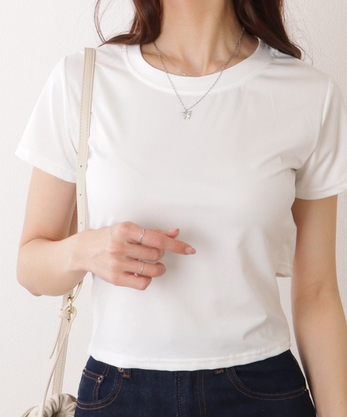 Lace Ladies(レースレディース)の「バックリボン カットアウト コンパクト 半袖 Tシャツ(Tシャツ/カットソー・レディース・ホワイト/ブラック・M/XL)」の2枚目の写真
