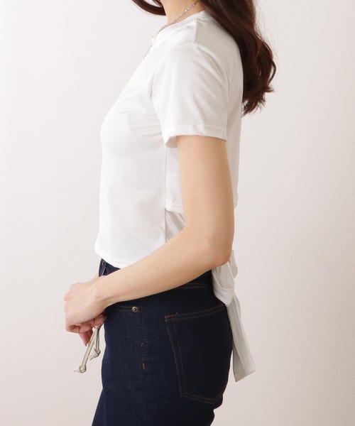 Lace Ladies(レースレディース)の「バックリボン カットアウト コンパクト 半袖 Tシャツ(Tシャツ/カットソー・レディース・ホワイト/ブラック・M/XL)」の12枚目の写真
