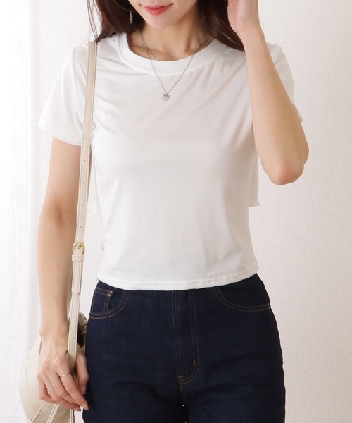 Lace Ladies(レースレディース)の「バックリボン カットアウト コンパクト 半袖 Tシャツ(Tシャツ/カットソー・レディース・ホワイト/ブラック・M/XL)」の13枚目の写真