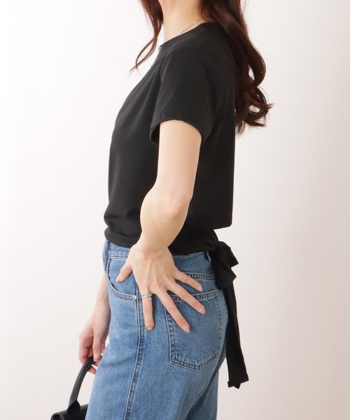 Lace Ladies(レースレディース)の「バックリボン カットアウト コンパクト 半袖 Tシャツ(Tシャツ/カットソー・レディース・ホワイト/ブラック・M/XL)」の5枚目の写真