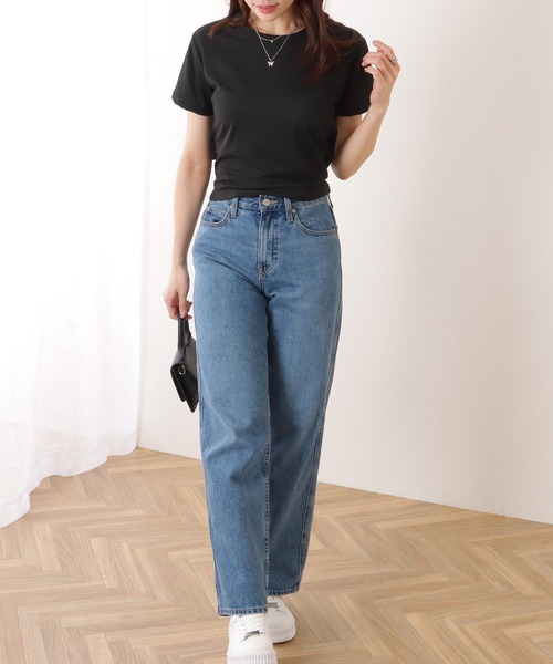 Lace Ladies(レースレディース)の「バックリボン カットアウト コンパクト 半袖 Tシャツ(Tシャツ/カットソー・レディース・ホワイト/ブラック・M/XL)」の6枚目の写真