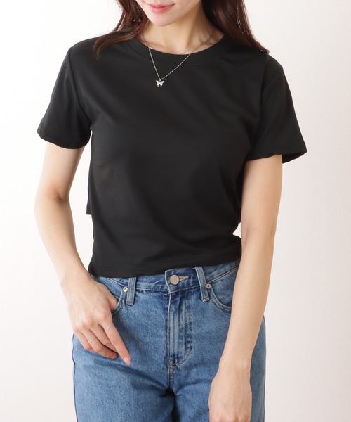 Lace Ladies(レースレディース)の「バックリボン カットアウト コンパクト 半袖 Tシャツ(Tシャツ/カットソー・レディース・ホワイト/ブラック・M/XL)」の7枚目の写真