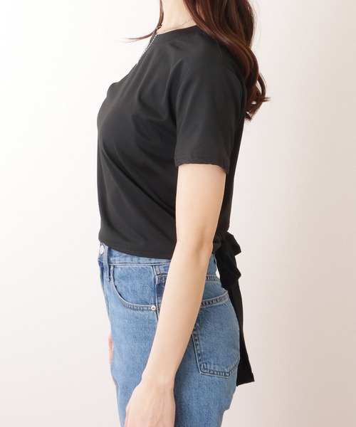 Lace Ladies(レースレディース)の「バックリボン カットアウト コンパクト 半袖 Tシャツ(Tシャツ/カットソー・レディース・ホワイト/ブラック・M/XL)」の8枚目の写真