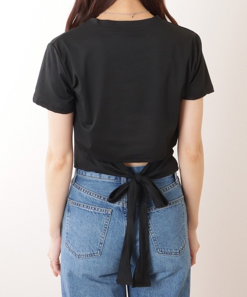 Lace Ladies(レースレディース)の「バックリボン カットアウト コンパクト 半袖 Tシャツ(Tシャツ/カットソー・レディース・ホワイト/ブラック・M/XL)」の9枚目の写真