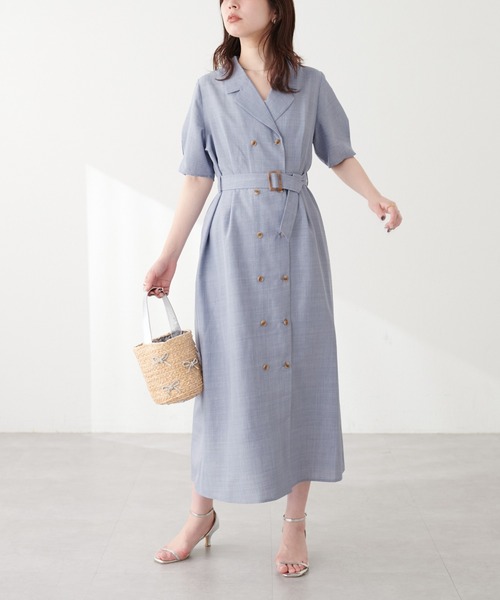 natural couture(ナチュラルクチュール)の「【WEB限定】Wブレストお上品ワンピース(ワンピース・レディース・ベージュ/ブルー系その他/その他1/ブラック・FREE/LARGE)」の3枚目の写真