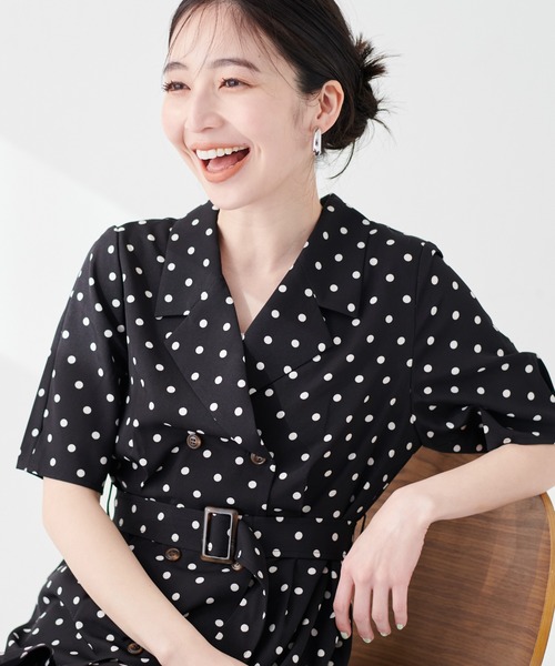 natural couture(ナチュラルクチュール)の「【WEB限定】Wブレストお上品ワンピース(ワンピース・レディース・ベージュ/ブルー系その他/その他1/ブラック・FREE/LARGE)」の17枚目の写真