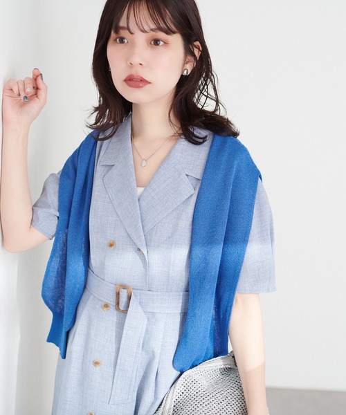 natural couture(ナチュラルクチュール)の「【WEB限定】Wブレストお上品ワンピース(ワンピース・レディース・ベージュ/ブルー系その他/その他1/ブラック・FREE/LARGE)」の15枚目の写真