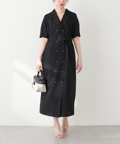 natural couture(ナチュラルクチュール)の「【WEB限定】Wブレストお上品ワンピース(ワンピース・レディース・ベージュ/ブルー系その他/その他1/ブラック・FREE/LARGE)」の6枚目の写真