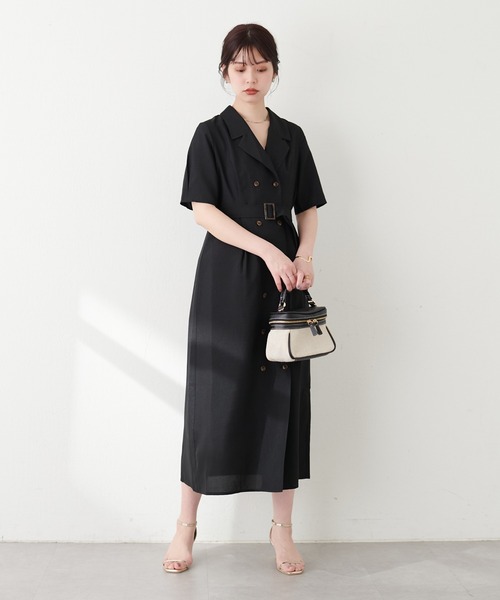 natural couture(ナチュラルクチュール)の「【WEB限定】Wブレストお上品ワンピース(ワンピース・レディース・ベージュ/ブルー系その他/その他1/ブラック・FREE/LARGE)」の7枚目の写真