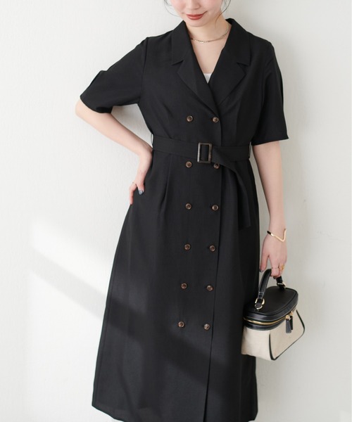 natural couture(ナチュラルクチュール)の「【WEB限定】Wブレストお上品ワンピース(ワンピース・レディース・ベージュ/ブルー系その他/その他1/ブラック・FREE/LARGE)」の8枚目の写真
