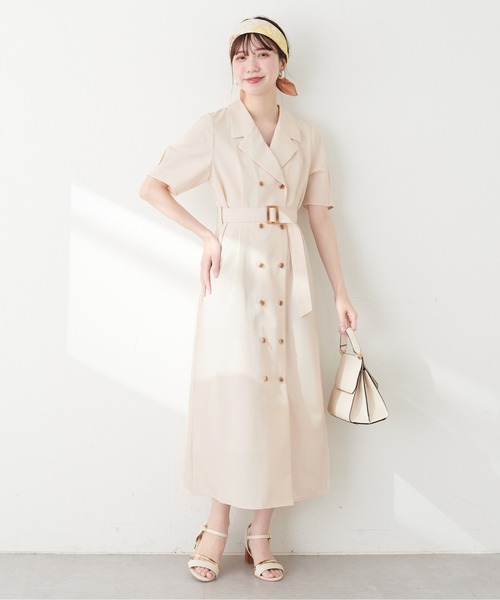 natural couture(ナチュラルクチュール)の「【WEB限定】Wブレストお上品ワンピース(ワンピース・レディース・ベージュ/ブルー系その他/その他1/ブラック・FREE/LARGE)」の10枚目の写真