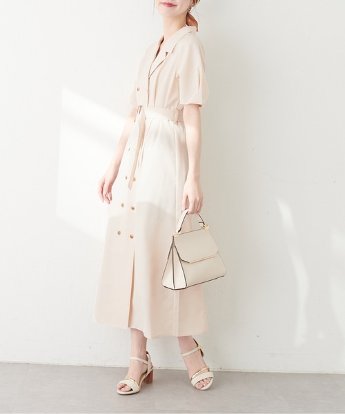 natural couture(ナチュラルクチュール)の「【WEB限定】Wブレストお上品ワンピース(ワンピース・レディース・ベージュ/ブルー系その他/その他1/ブラック・FREE/LARGE)」の9枚目の写真