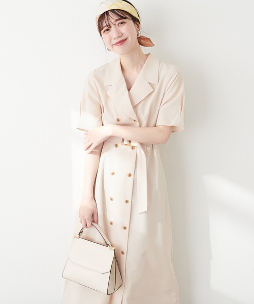 natural couture(ナチュラルクチュール)の「【WEB限定】Wブレストお上品ワンピース(ワンピース・レディース・ベージュ/ブルー系その他/その他1/ブラック・FREE/LARGE)」の12枚目の写真
