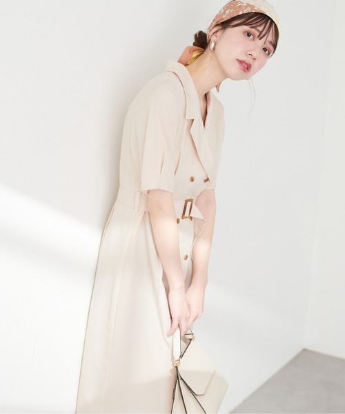 natural couture(ナチュラルクチュール)の「【WEB限定】Wブレストお上品ワンピース(ワンピース・レディース・ベージュ/ブルー系その他/その他1/ブラック・FREE/LARGE)」の13枚目の写真