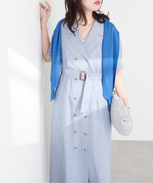 natural couture(ナチュラルクチュール)の「【WEB限定】Wブレストお上品ワンピース(ワンピース・レディース・ベージュ/ブルー系その他/その他1/ブラック・FREE/LARGE)」の14枚目の写真