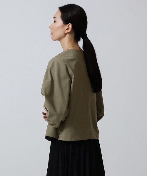 GALLEST（ギャレスト）の「◆【洗える】シャツジャケット（ノーカラージャケット・レディース・カーキ/ライトオレンジ系・38）」の15枚目の写真