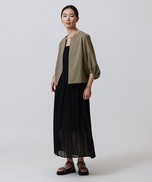 GALLEST（ギャレスト）の「◆【洗える】シャツジャケット（ノーカラージャケット・レディース・カーキ/ライトオレンジ系・38）」の10枚目の写真