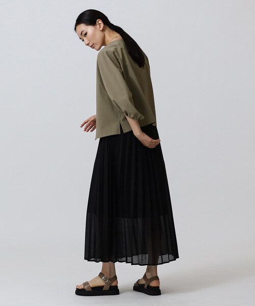 GALLEST（ギャレスト）の「◆【洗える】シャツジャケット（ノーカラージャケット・レディース・カーキ/ライトオレンジ系・38）」の11枚目の写真