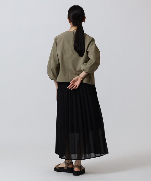 GALLEST（ギャレスト）の「◆【洗える】シャツジャケット（ノーカラージャケット・レディース・カーキ/ライトオレンジ系・38）」の12枚目の写真