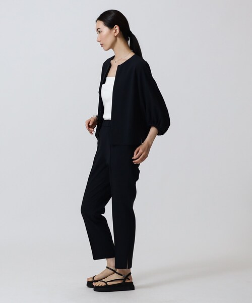 GALLEST（ギャレスト）の「◆【洗える】シャツジャケット（ノーカラージャケット・レディース・カーキ/ライトオレンジ系・38）」の4枚目の写真