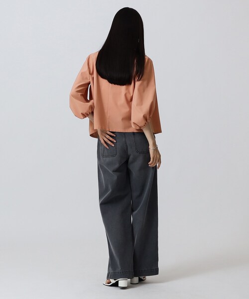 GALLEST（ギャレスト）の「◆【洗える】シャツジャケット（ノーカラージャケット・レディース・カーキ/ライトオレンジ系・38）」の7枚目の写真