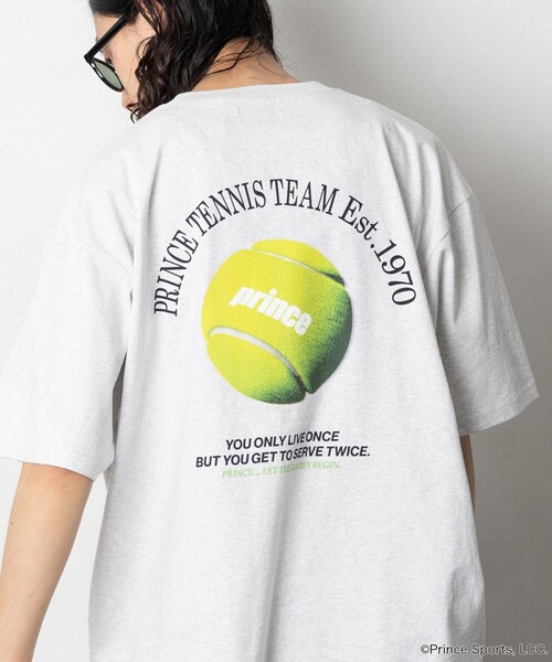 PRINCE（プリンス）の「prince/プリンス Prince TENNIS BALL バックプリント クルーネック 半袖Tシャツ/ワンポイントロゴ（Tシャツ/カットソー・メンズ・ホワイト/グリーン/グレー/チャコールグレー・MEDIUM/LARGE）」の3枚目の写真