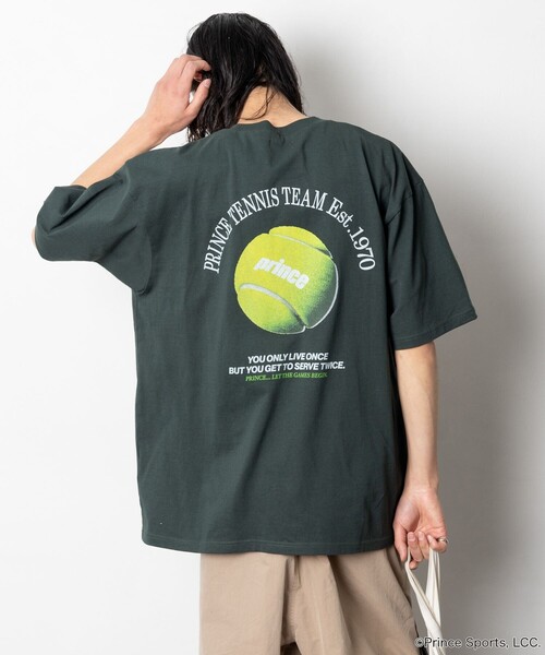 PRINCE（プリンス）の「prince/プリンス Prince TENNIS BALL バックプリント クルーネック 半袖Tシャツ/ワンポイントロゴ（Tシャツ/カットソー・メンズ・ホワイト/グリーン/グレー/チャコールグレー・MEDIUM/LARGE）」の5枚目の写真