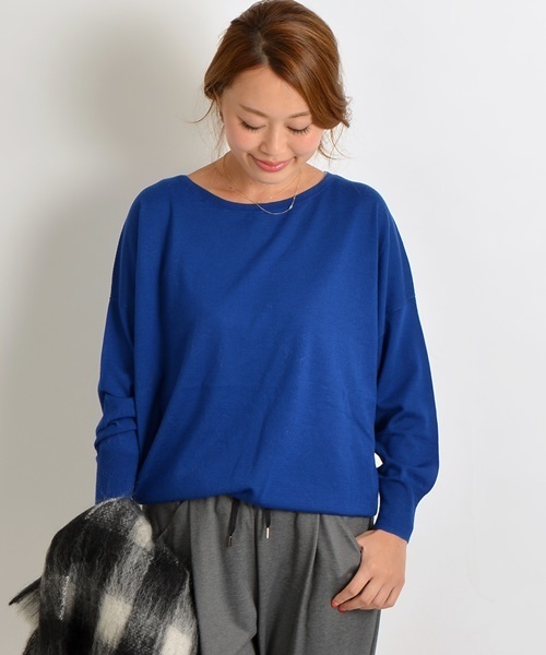 SHIPS for women(シップスフォーウィメン)の「ウール16ゲージクルーネックドルマンプルオーバー(ニット/セーター・レディース・ブルー/ネイビー/ベージュ系その他/ライトホワイト・ONE SIZE)」の4枚目の写真