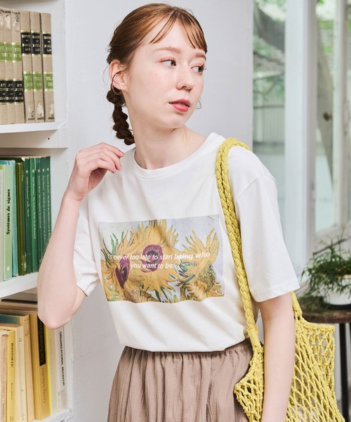 Crisp（クリスプ）の「オーバーアートプリントTシャツ（Tシャツ/カットソー・レディース・アイボリー/ホワイト・FREE）」の3枚目の写真