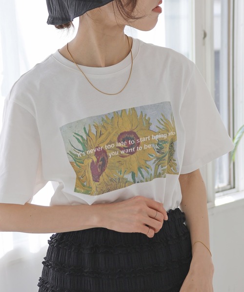 Crisp（クリスプ）の「オーバーアートプリントTシャツ（Tシャツ/カットソー・レディース・アイボリー/ホワイト・FREE）」の4枚目の写真