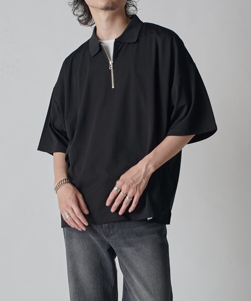 Lui's（ルイス）の「ハーフZIP半袖ポンチプルオーバー（Tシャツ/カットソー・メンズ・ブラック/オリーブ/オフホワイト・FREE）」の20枚目の写真