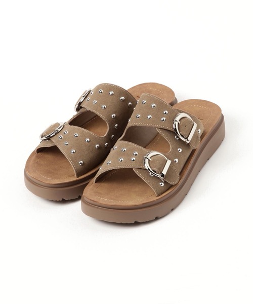 niko and...（ニコアンド）の「オリジナルスタッズ付きサンダル（サンダル・レディース・ベージュ/ブラック・MEDIUM/LARGE）」の10枚目の写真