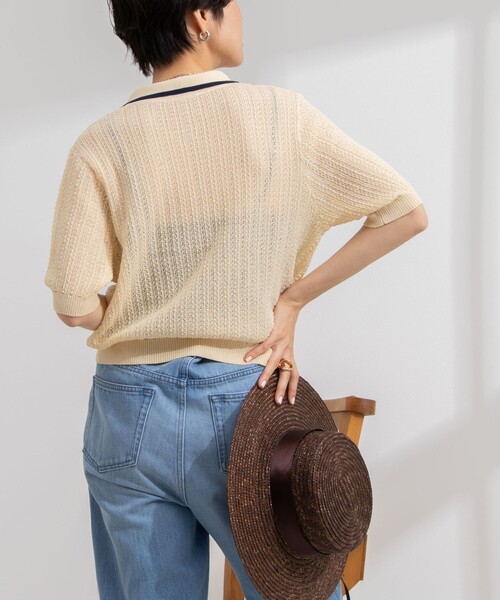 Rie Miller（リエミラー）の「《手洗い可能》透かし編みポロ