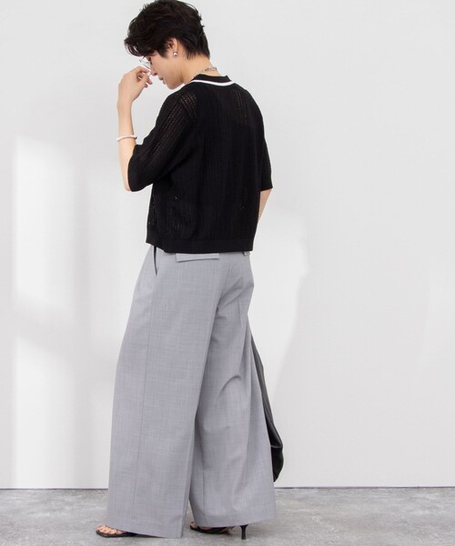 Rie Miller（リエミラー）の「《手洗い可能》透かし編みポロ