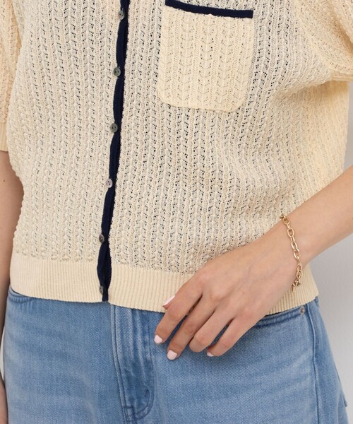 Rie Miller（リエミラー）の「《手洗い可能》透かし編みポロ