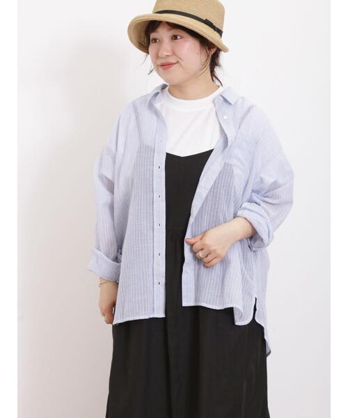 Samansa Mos2（サマンサ モスモス）の「リネンミックス柄アソートレギュラーカラーシャツ（シャツ/ブラウス・レディース・ピンク/チャコールグレー/ブルー/イエロー・F）」の5枚目の写真