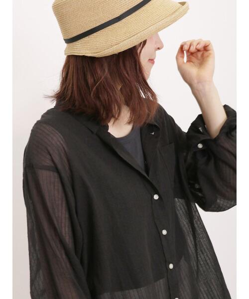 Samansa Mos2（サマンサ モスモス）の「リネンミックス柄アソートレギュラーカラーシャツ（シャツ/ブラウス・レディース・ピンク/チャコールグレー/ブルー/イエロー・F）」の7枚目の写真