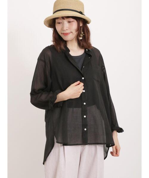 Samansa Mos2（サマンサ モスモス）の「リネンミックス柄アソートレギュラーカラーシャツ（シャツ/ブラウス・レディース・ピンク/チャコールグレー/ブルー/イエロー・F）」の8枚目の写真