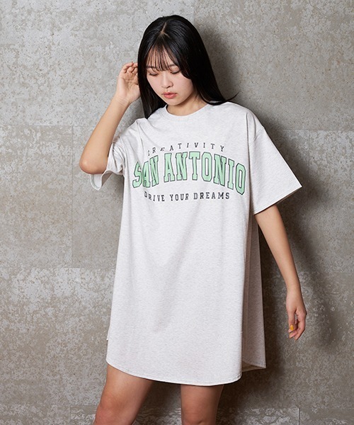 LOVETOXIC(ラブトキシック)の「【接触冷感】Tシャツワンピース(ワンピース・キッズ・オフホワイト/エメラルド/ブラック/ホワイト系その他・S/M/L)」の3枚目の写真
