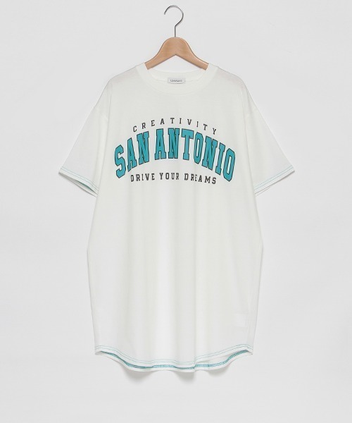 LOVETOXIC(ラブトキシック)の「【接触冷感】Tシャツワンピース(ワンピース・キッズ・オフホワイト/エメラルド/ブラック/ホワイト系その他・S/M/L)」の6枚目の写真