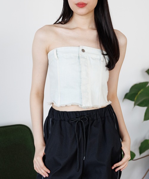 3.3 Field Trip （3.3フィールドトリップ）の「3.3 Field Trip／デニムビスチェ（ベスト・レディース・ブルー/ライトブルー・SMALL/MEDIUM）」の2枚目の写真