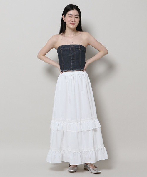 3.3 Field Trip （3.3フィールドトリップ）の「3.3 Field Trip／デニムビスチェ（ベスト・レディース・ブルー/ライトブルー・SMALL/MEDIUM）」の3枚目の写真