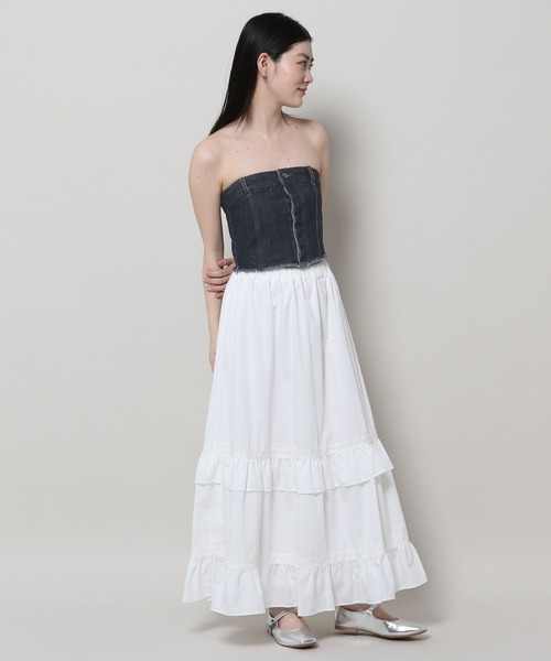 3.3 Field Trip （3.3フィールドトリップ）の「3.3 Field Trip／デニムビスチェ（ベスト・レディース・ブルー/ライトブルー・SMALL/MEDIUM）」の4枚目の写真